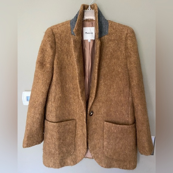 MADEWELL Larsen Blazer Camel Tan Boucle Wool Alpaca Blend Longline Coat Small - Picture 9 of 15
